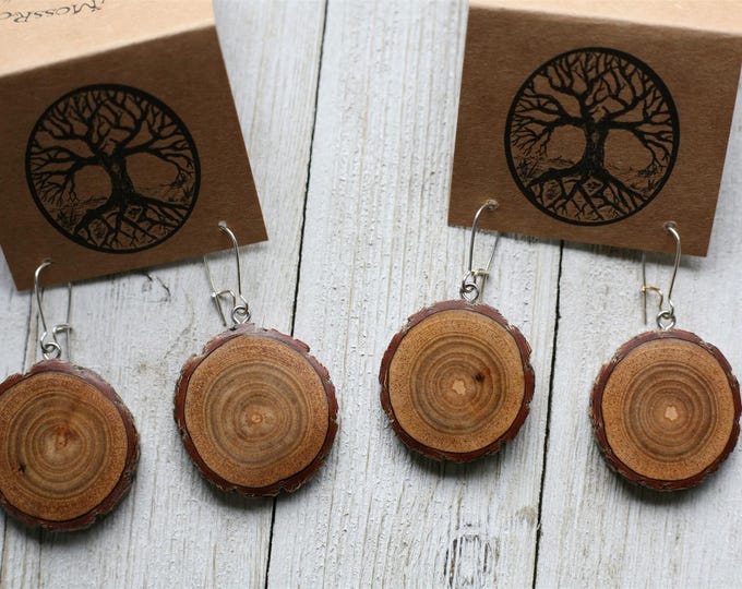 Handmade Earrings in Sassafras Wood