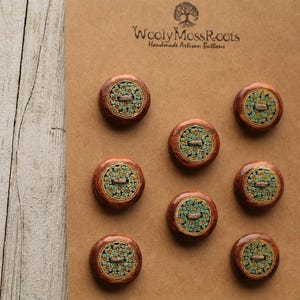 8 Hand-painted Wooden Flower Buttons