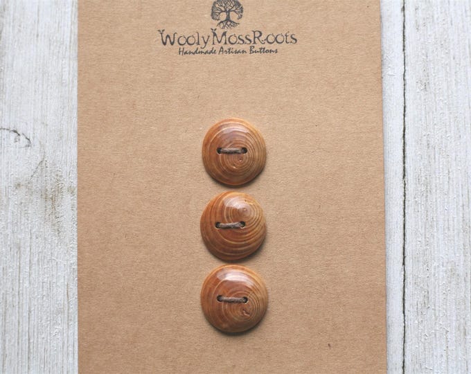 SALE! 3 Handmade Wooden Buttons in Oregon Hemlock