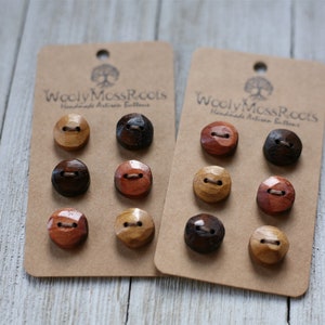Handmade Button Mix 6 Tiny Rustic Wood Buttons 1/2 image 4