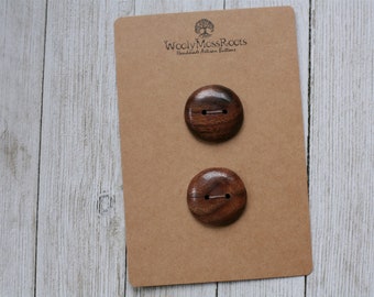 2 Wood Buttons in Black Walnut Wood {1.25"}