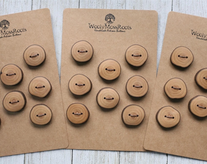 Sets of 8 Rustic Branch Buttons in Hickory Wood