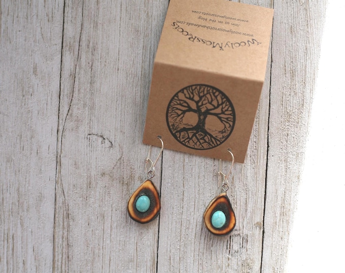 Handmade Earrings in Shed Deer Antler & Turquoise