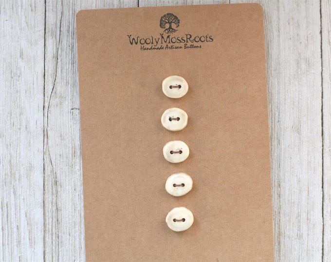 5 Small Handmade Buttons in Shed Deer Antler
