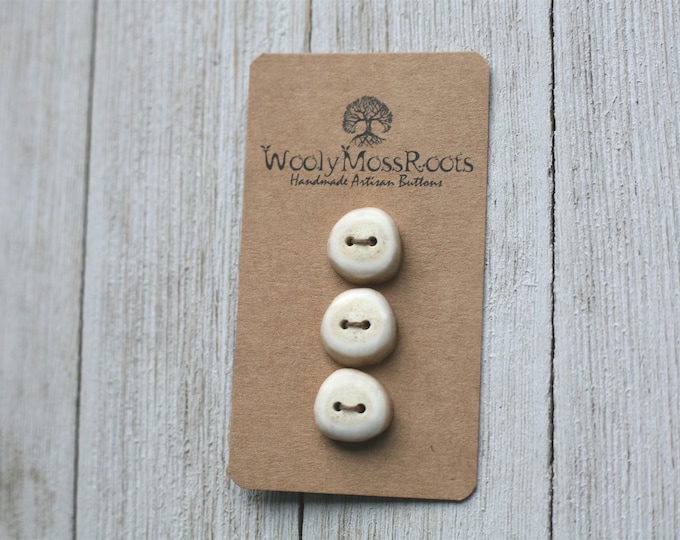 3 Small Handmade Buttons in Shed Deer Antler