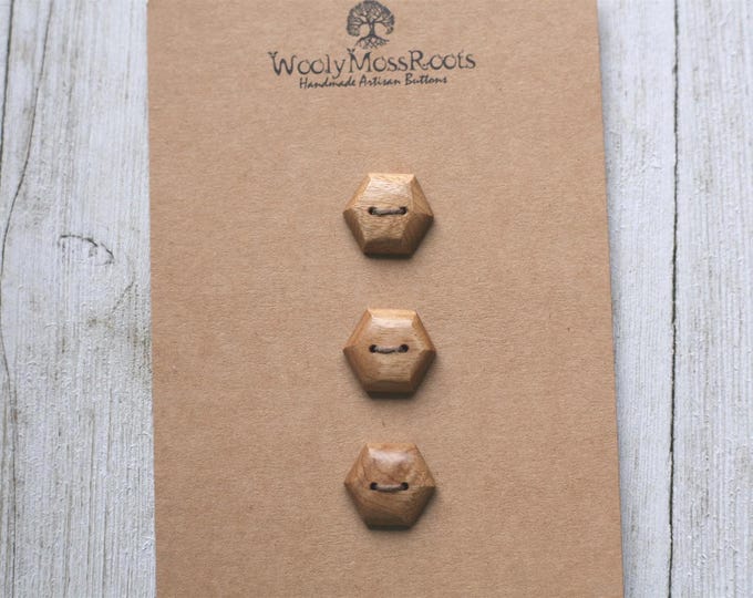 3 Handmade Buttons in Oregon Myrtlewood