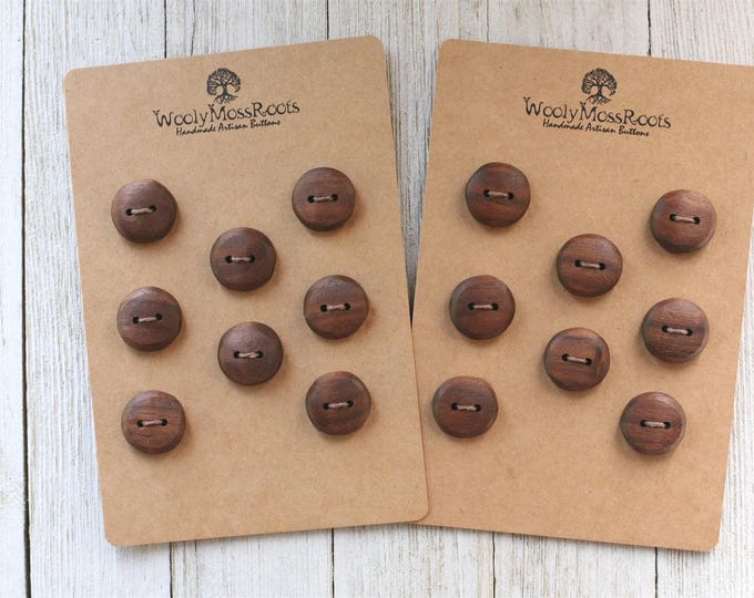 Sets of 8 Rustic Buttons in Black Walnut Wood