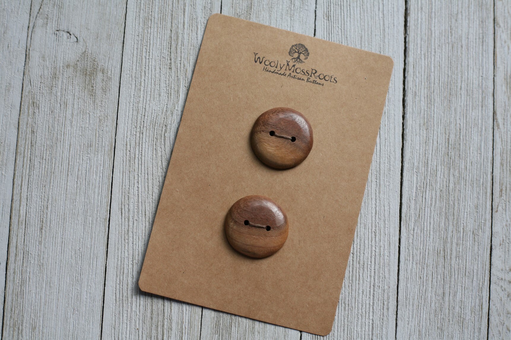 Walnut Olive Wood Buttons 15mm & 20mm 6pk Classic 4 Hole Button