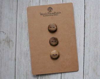 3 Rustic Wood Buttons in Oregon Myrtlewood {3/4"}