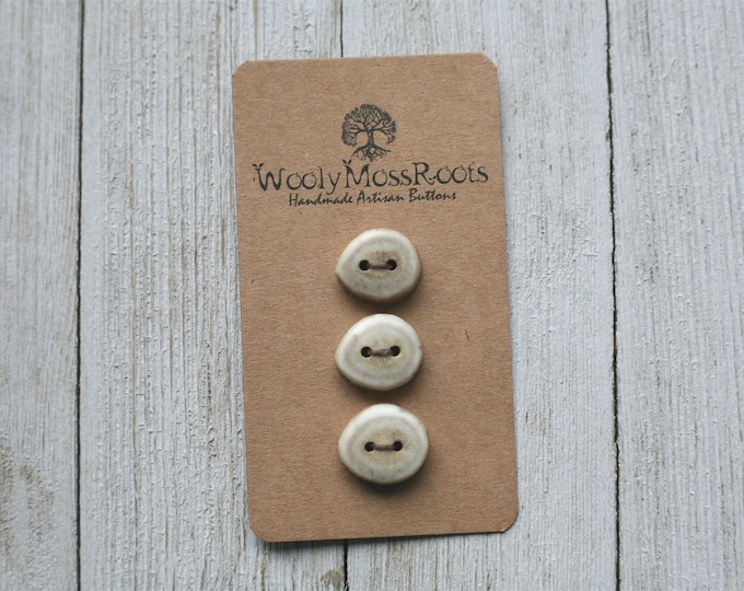 3 Small Handmade Buttons in Shed Deer Antler