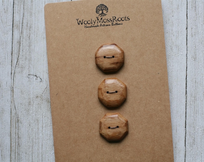 3 Wood Buttons in Black Walnut Wood {1"}