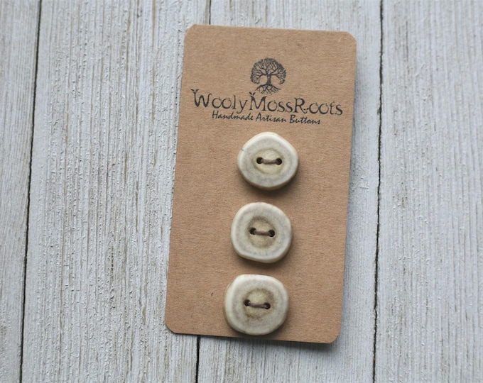 3 Handmade Buttons in Shed Deer Antler