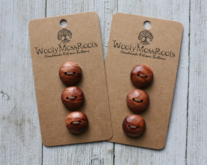 SALE! 6 Handmade Buttons in Red Cedar Wood