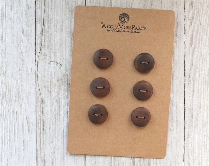 6 Rustic Buttons in Black Walnut Wood