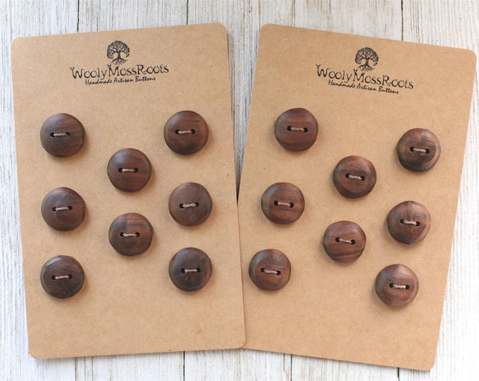 Sets of 8 Rustic Buttons in Black Walnut Wood