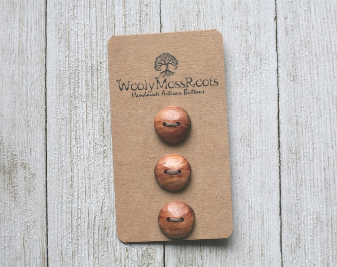 3 Buttons in Red Cedar Wood {Handmade Wooden Buttons}