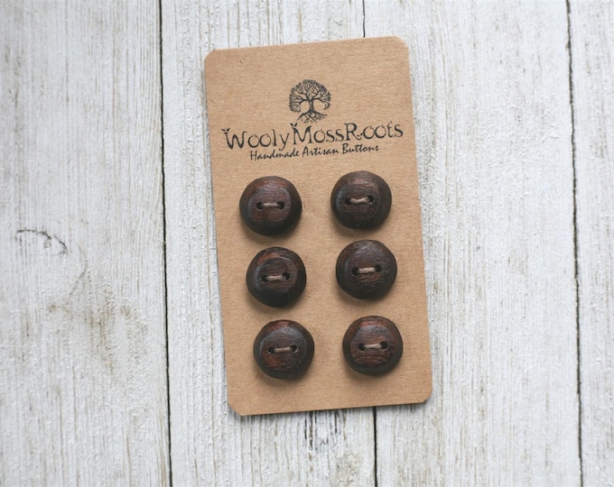 Handmade Buttons: 6 Rustic Buttons in Black Walnut Wood
