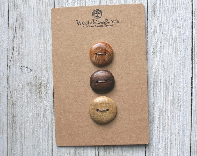 Handmade Button Mix {3 Wooden Buttons}