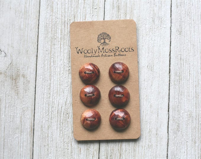 SALE! 6 Buttons in Red Cedar Wood {Handmade Wooden Buttons}