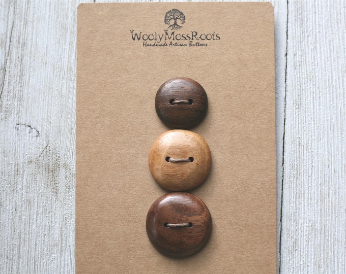 Handmade Button Mix {3 Black Walnut Buttons}
