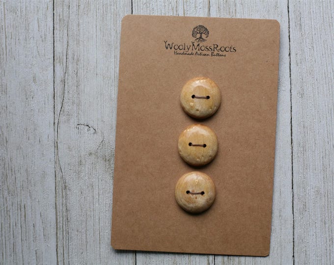 3 Maple Wood Buttons {1"}