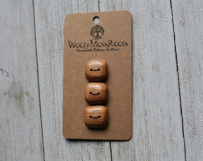3 Wood Buttons in Cherry {5/8"}