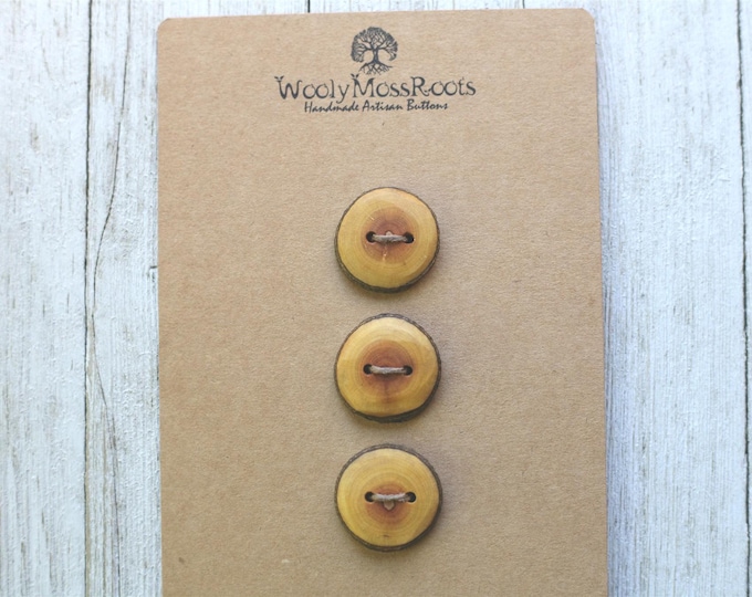 3 Cascara Wood Buttons {Handmade Wooden Buttons ~ Rustic}