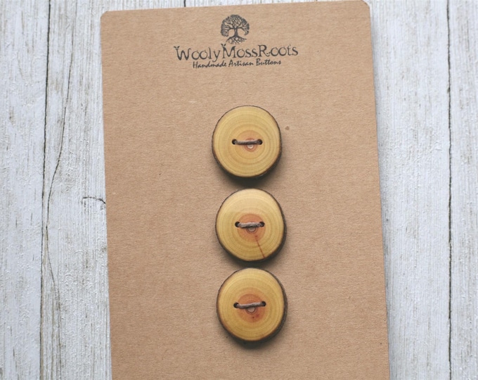 3 Handmade Rustic Branch Buttons in Oregon Cascara Wood