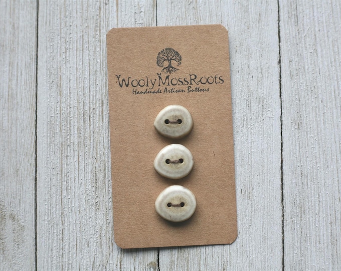 3 Small Handmade Buttons in Shed Deer Antler
