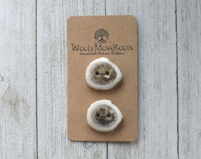 2 Handmade Buttons in Shed Deer Antler