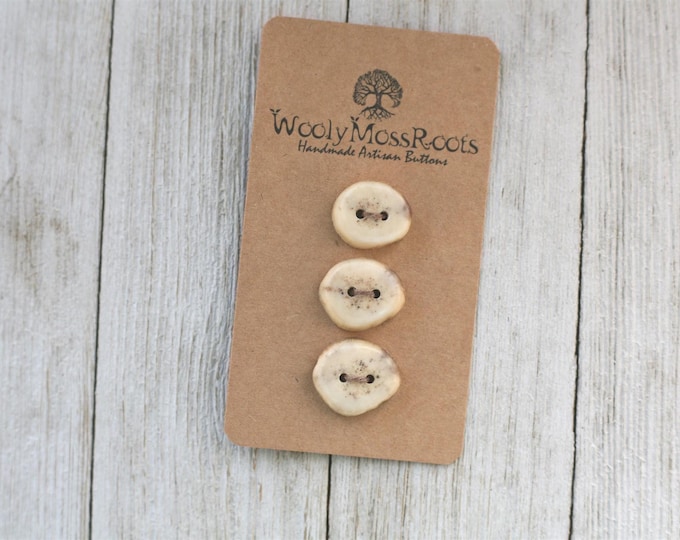 3 Handmade Buttons in Shed Deer Antler {Cascading Sizes}