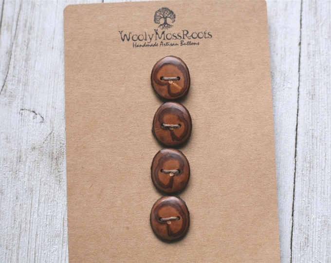 4 Handmade Buttons in Spalted Huckleberry Wood