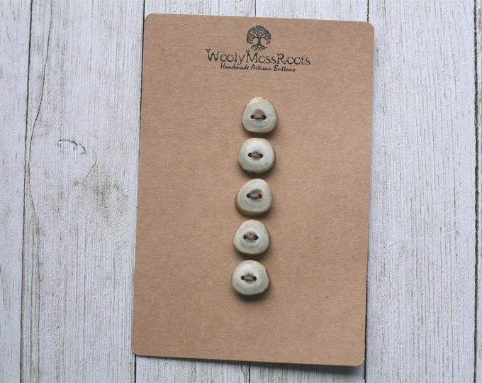 Set of 5 Small Handmade Buttons in Shed Deer Antler {5/8"}