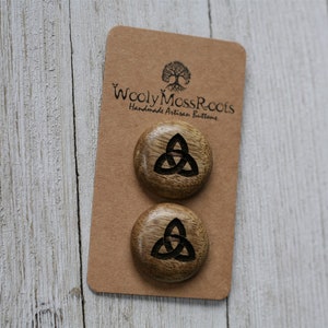 2 Trinity Celtic Knot Buttons in Oregon Myrtlewood image 3