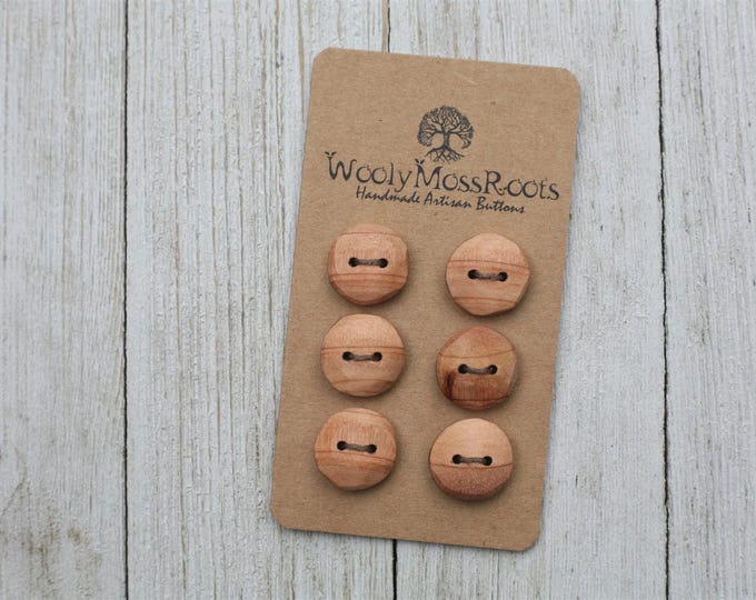 6 Rustic Buttons in Red Cedar Wood