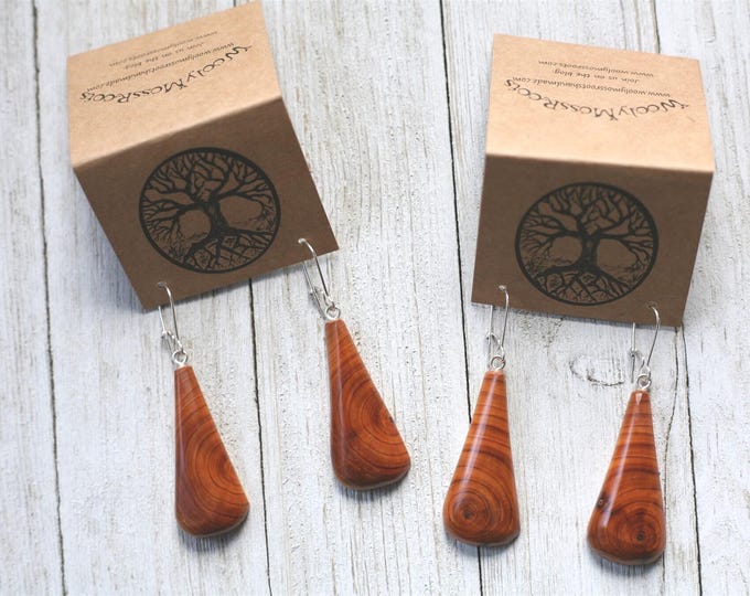 Wood Earrings in Oregon Yew