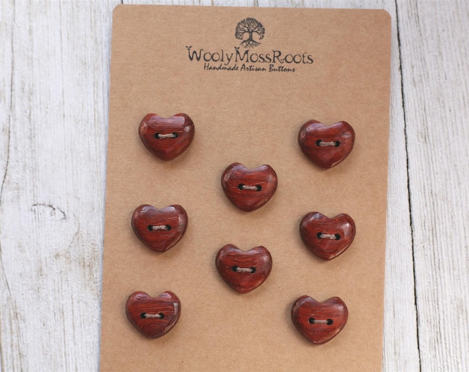 Reserved- 8 Handmade Heart Buttons