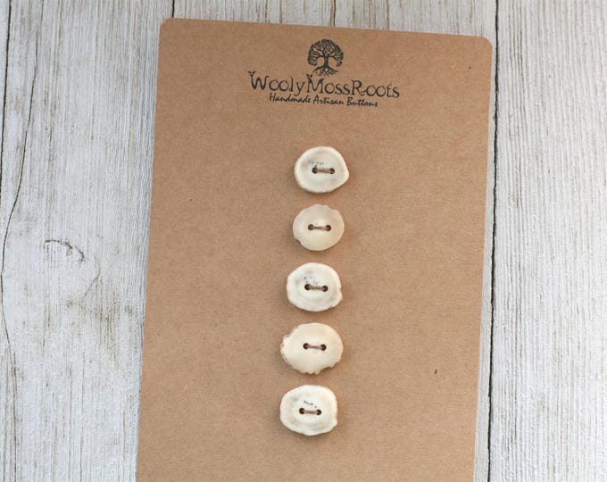 5 Handmade Buttons in Shed Deer Antler {Button Mix}