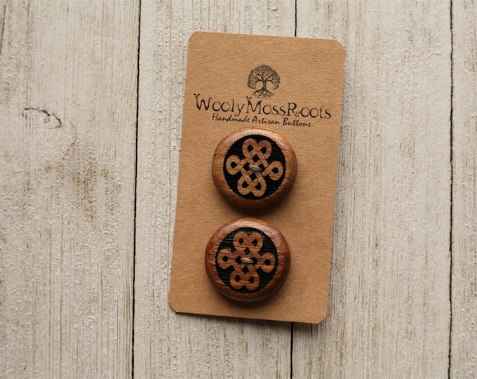 SALE! 2 Love Knot Buttons in Black Walnut Wood