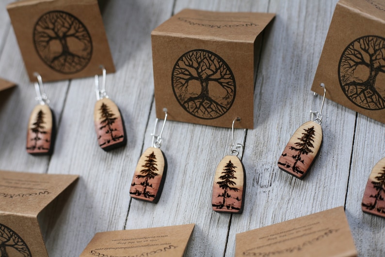 Forest Love Earrings : Red Cedar Wood Aromatherapy Earrings image 5