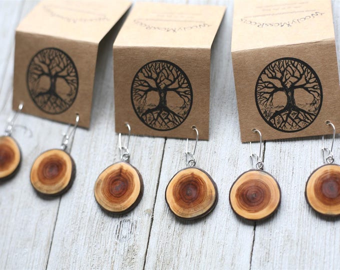 Handmade Wooden Earrings in Yew