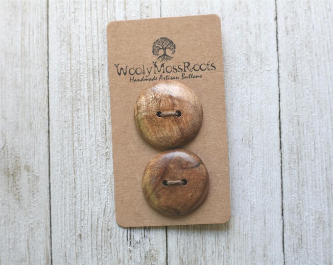 2 Wood Buttons in Spalted Maple {Handmade Wooden Buttons}