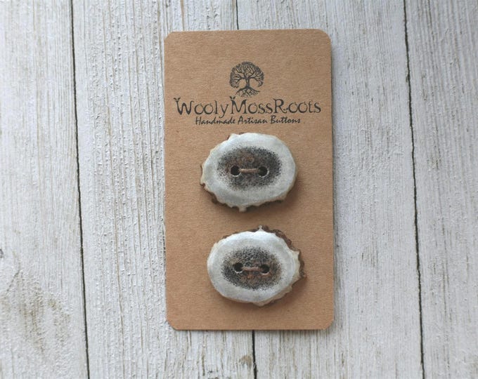 2 Handmade Buttons in Shed Deer Antler