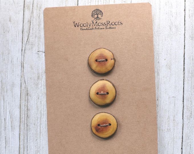 3 Handmade Rustic Branch Buttons in Oregon Cascara Wood