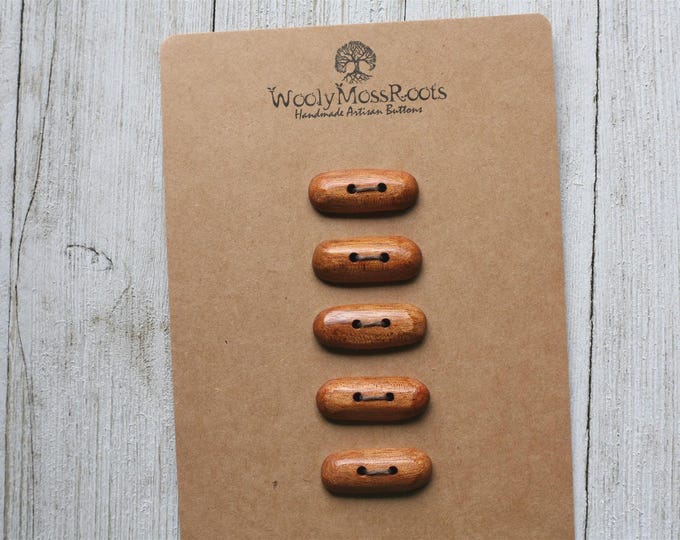 5 Handmade Toggle Buttons in Mahogany Wood