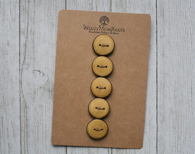 5 Rustic Branch Buttons in Oregon Cascara Wood {7/8"}