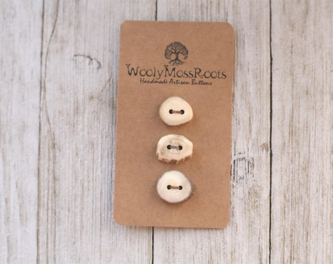 3 Handmade Buttons in Shed Deer Antler {Button Mix}
