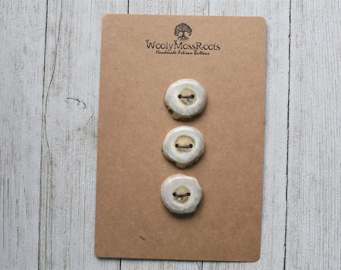 3 Handmade Buttons in Shed Deer Antler