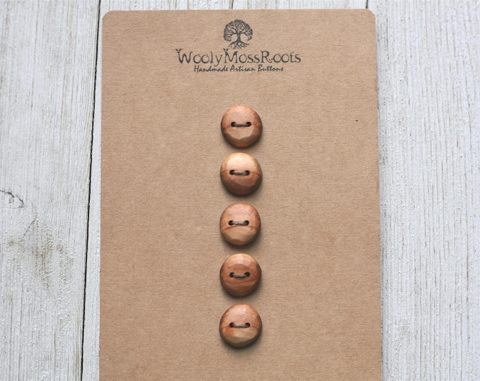 5 Handmade Rustic Buttons in Red Cedar Wood