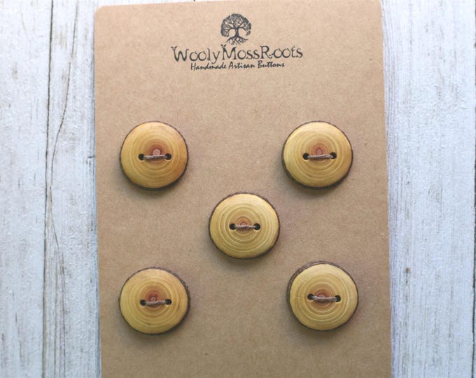 5 Cascara Wood Buttons {Handmade Wooden Buttons ~ Rustic}